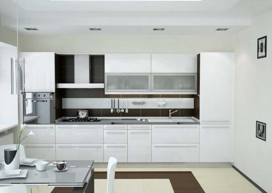 Dizajn kuhinje dnevnog boravka 18 m2 - fotografija s zoniranjem 